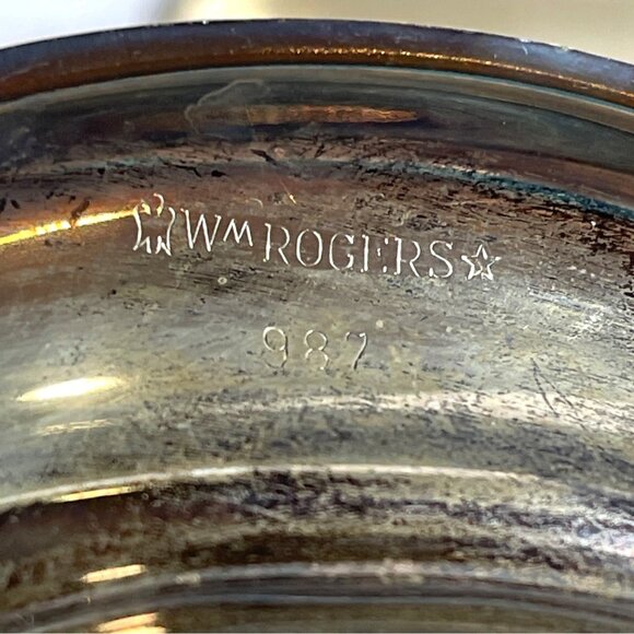 Wm Rogers Silver Plate MCM Covered Butter Dish Starburst Glass Insert Lid VTG - Picture 5 of 14